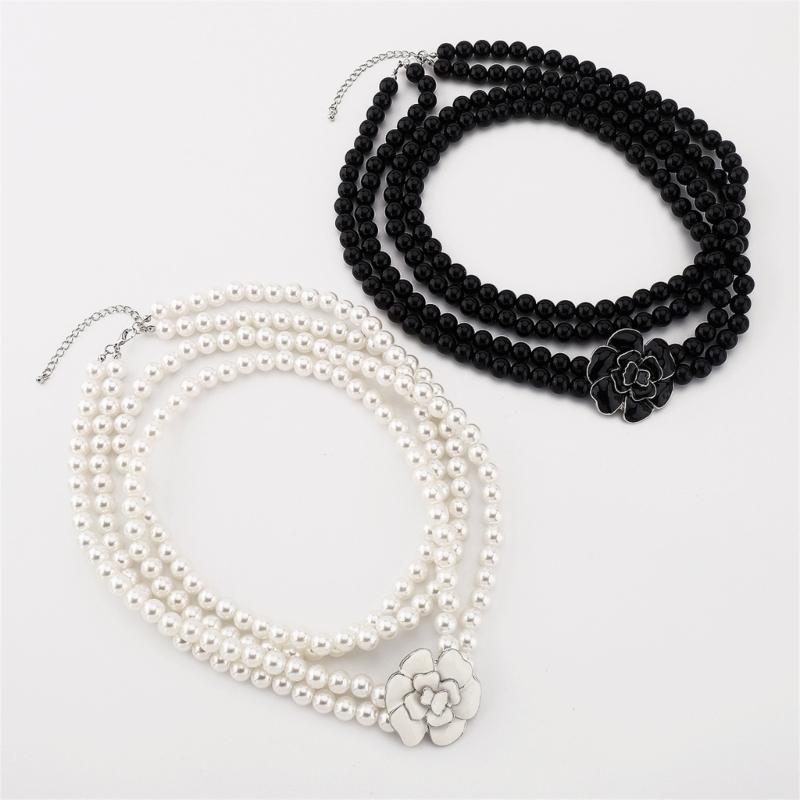 Simulated Pearls and Alloy Camellia Pendant Necklace Ideal for Everyday Comfort and Stylish Occasions