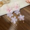 Pink Yarn Mesh Flowers Tassel Dangle Earrings for Women Sweet Girly Imitation Pearl Pendientes Fairy Lolita Party Ear Decoration