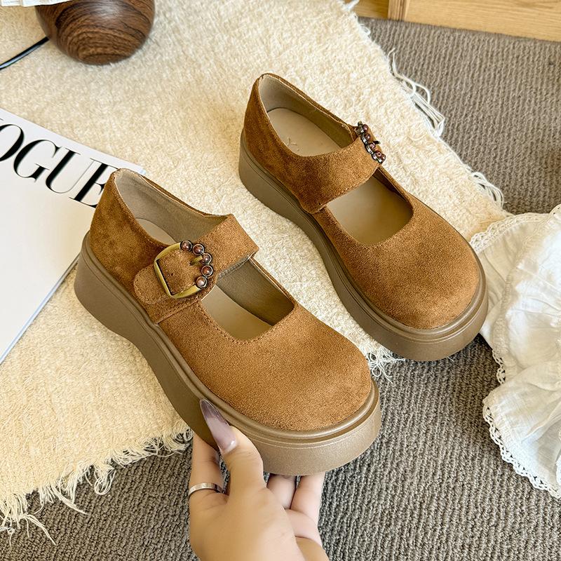 2025 ny vår og høst med skjørt små skinnsko rund tå japanske jk enkeltsko loafers plattform Mary Jane damesko