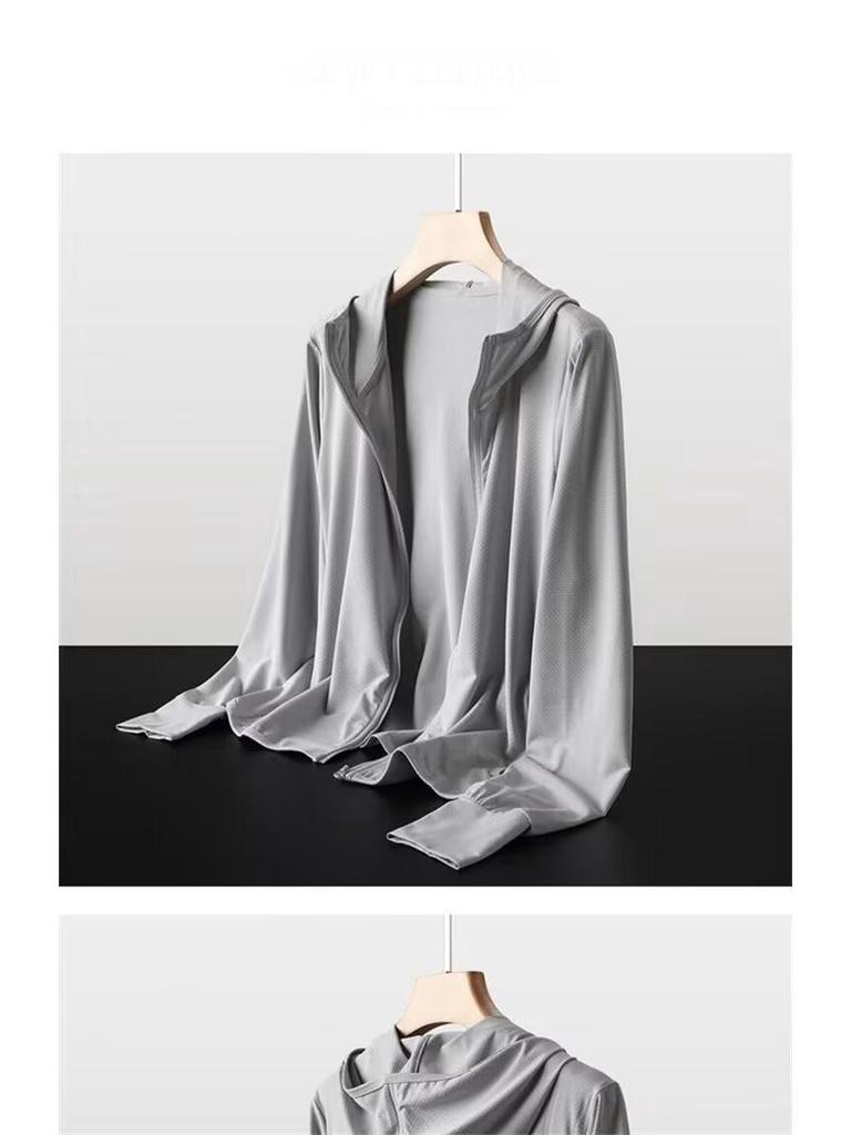 2025 Men's Ice Silk Mesh Summer Sun Protection Jacket, Thin, Loose, Plus Size, Breathable, Outdoor Wear.