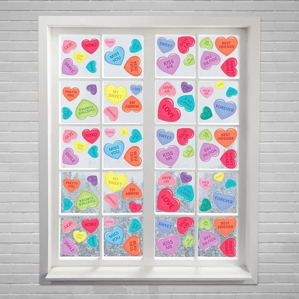 106Pcs St. Patrick's Day Window Clings, Green Shamrock Shaped Sticker Reble Static Window Stickers for Irish Day Decoration Spring Holiday Home