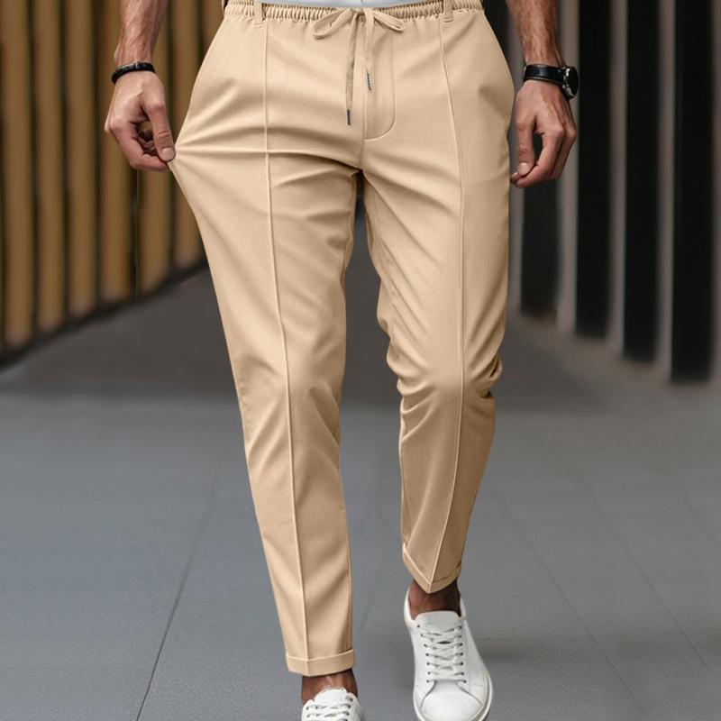 Men's Solid Color Large-Sized Form-Fitting Business Casual Pants Simple Design for Professional And Everyday Wear