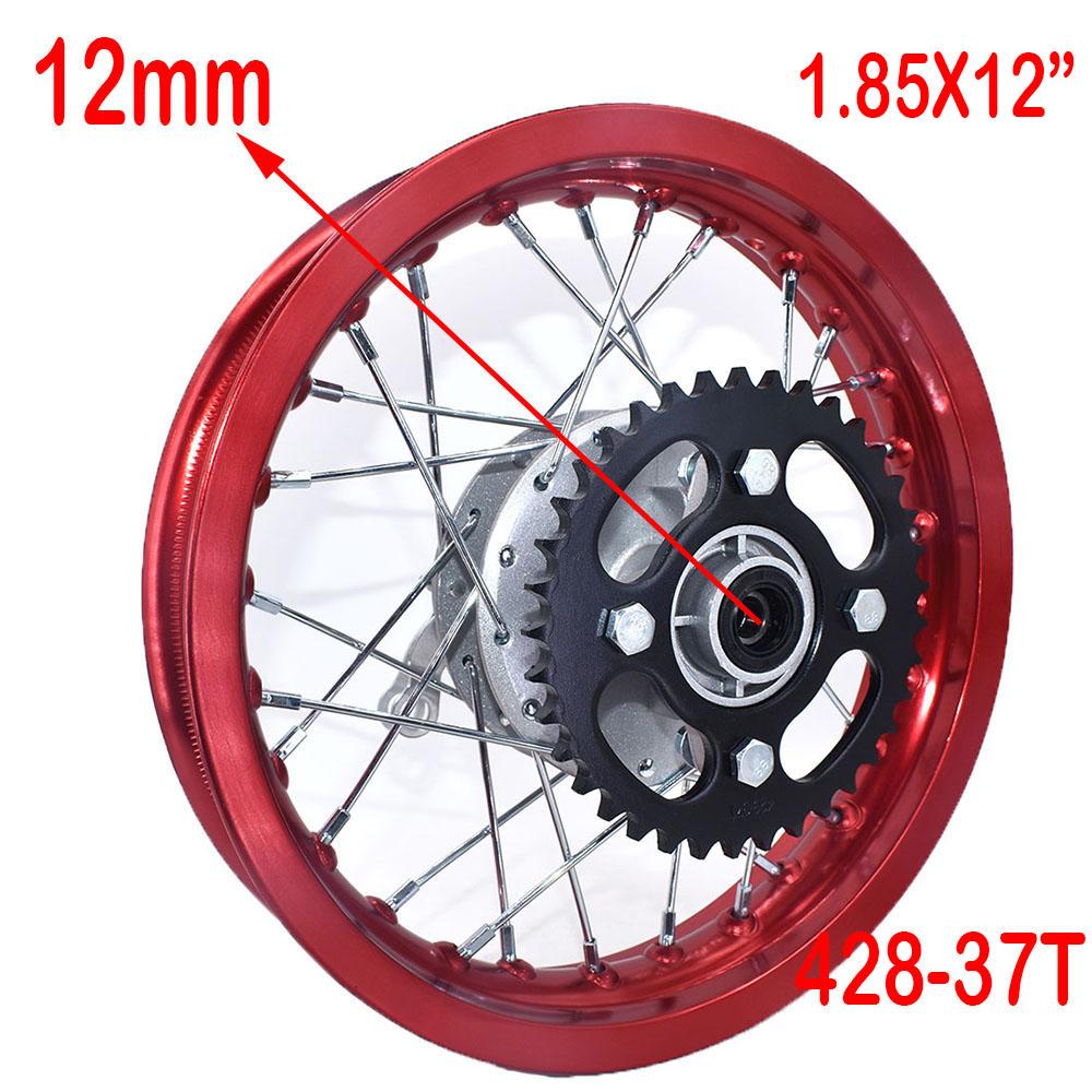 Rear Drum Brake 1.60x12 Inch 1.85x12 Inch Aluminum Wheel Rims Circle Hub with Sprocket For Kayo CRF Dirt Pit Bike Motorcycle