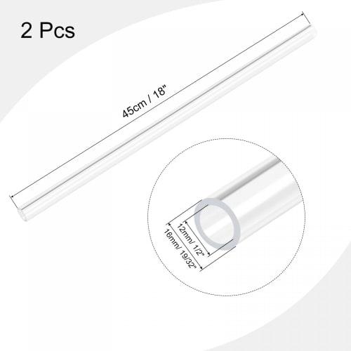 uxcell Clear Rigid Acrylic Pipe, Round Tube for Lamps and Lanterns, Water Cooling Systems, 12mm Inner Diameter, 16mm Outer Diameter, 45cm Total Length