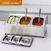Liangang Commercial Stainless Steel Condiment Station with Pans and Spoons