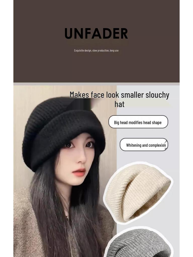 Women's Cozy Korean-Style Knit Beanie with Ear Protection – Oversized, Slouchy & Age-Reducing Design