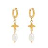 18K Gold-Plated Freshwater Pearl Hoop Earrings with Stainless Steel
