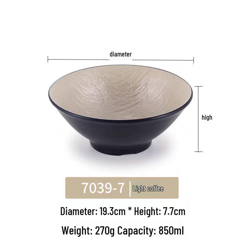 Melamine Japanese Conical Hat Bowl - Large Plastic Soup, Rice, and Noodle Bowl