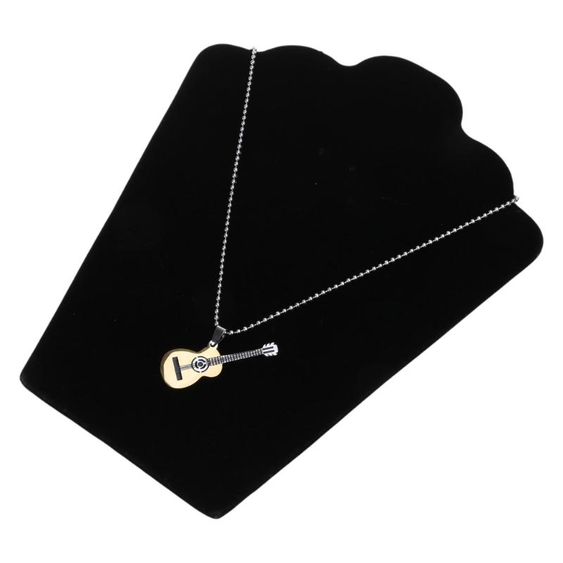 Musical Guitar Pendant with 60cm/24in Chain Hip Hop Music Style Stainless Steel Guitar Pendant Jewelry Personalized Gift