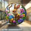 2D Flat Easter Flat Rabbit Acrylic Sign, Hand-painted Egg Catcher Design, Suitable for Wall Decoration, Porch, Room, Villa, Accents Home, Hallway, or