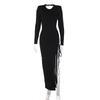 Bandage Long Sleeve Sexy Backless Maxi Club Party Split Dresses S-L