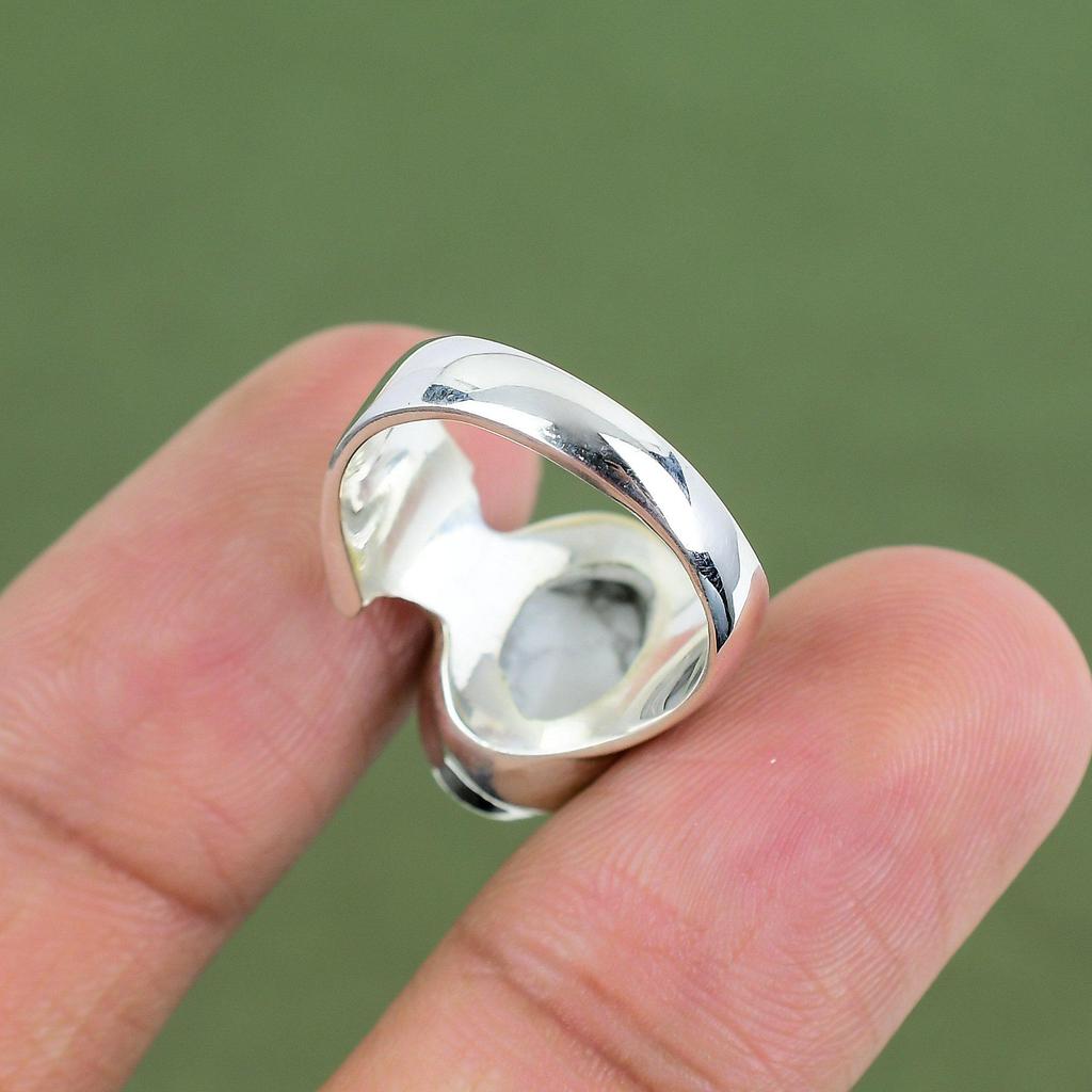 Howlite Ring 925 Sterling Silver Ring Handmade Antique Ring Silver Jewelry Original Gemstone Ring Gift For Girlfriend Available In Ring Size