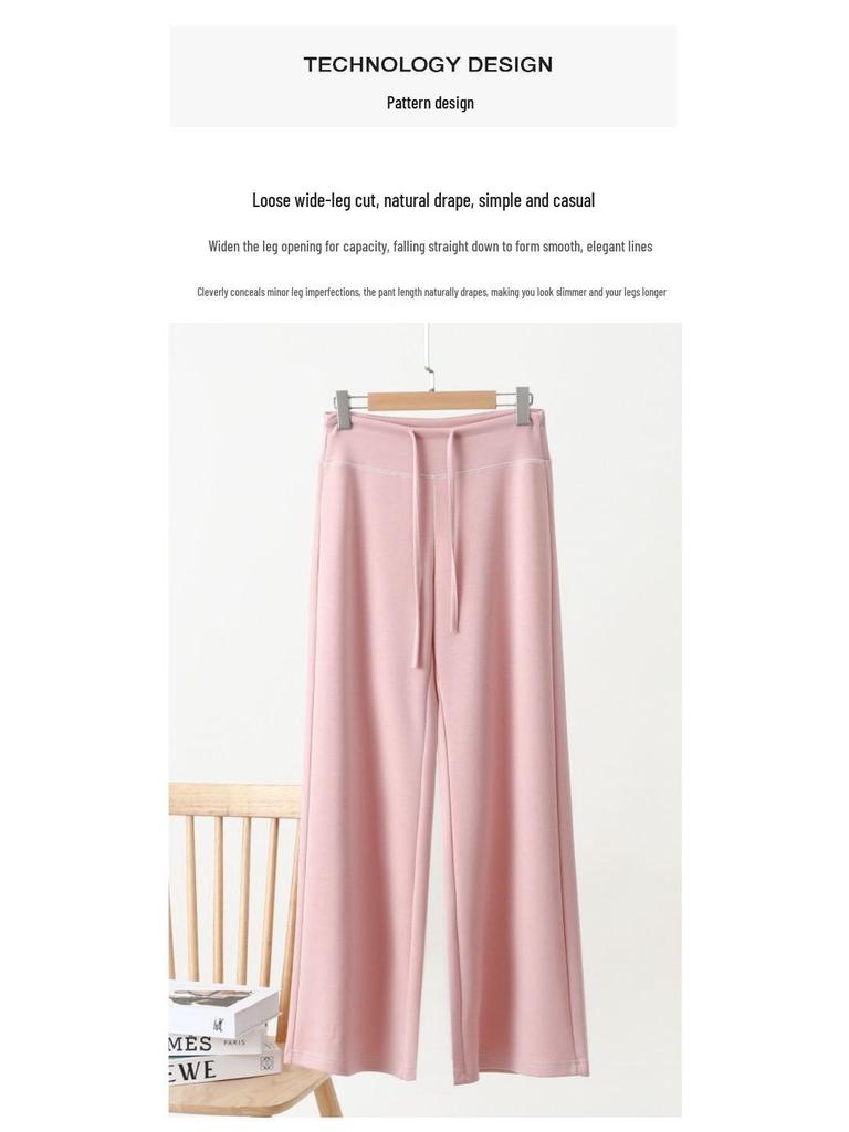 Women's High-Rise Summer Style Loose Fit Sweatpants with Drawstring, Wide Leg, Slightly Flared Yoga Pants