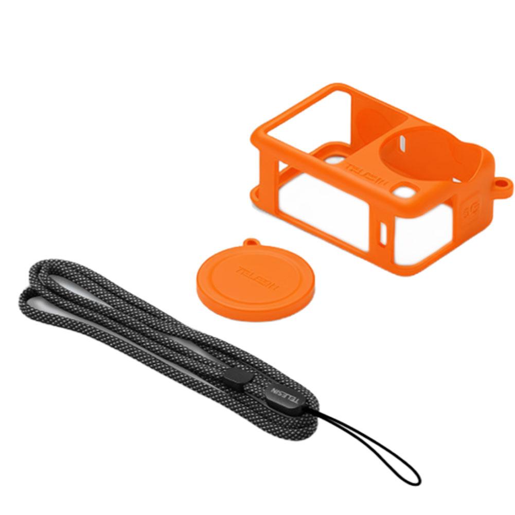 

Silicone Case Lens Cover For DJI Action 6 With Anti-loss Lanyard Sports Camera Body Cover Protective Case Accssories помаранчевий