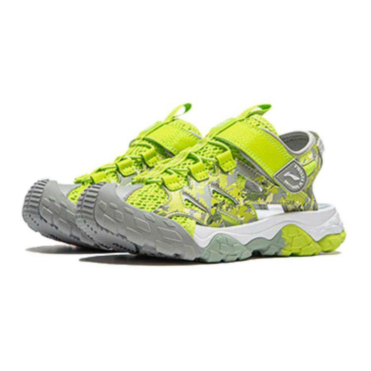 Li Ning Kids Sports Lifestyle Series Trekking 2 Simple Versatile Non-Slip Breathable Kids Sandals Kids Sandals Green Gray YKUU010-3
