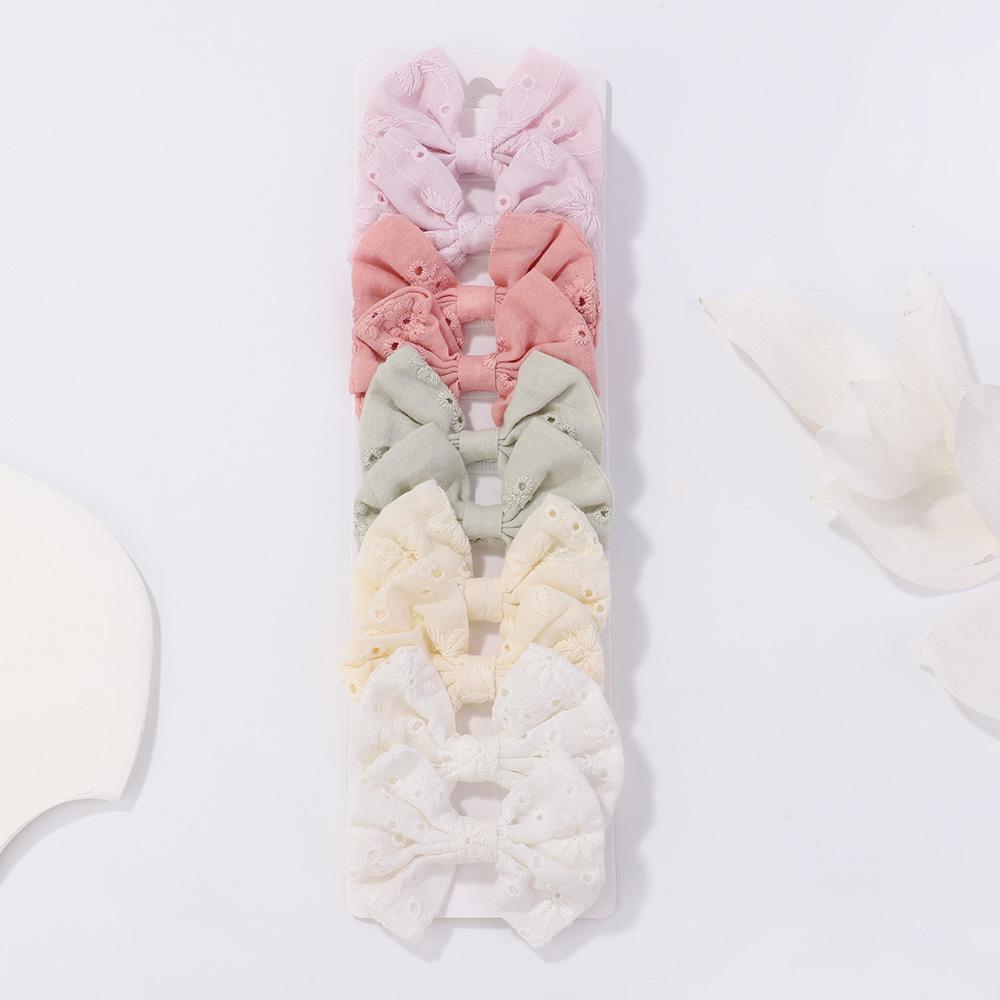 10pcs/set Sweet Flower Print Bowknot Hair Clips for Baby Girls Cute Cotton Bows Hairpins Barrettes Headwear Kid Hair Accessories