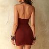 Women's Fashion Casual Solid Halter Bodycon Mini Dress Sleeveless Stretchy Slim Fit Clubwear