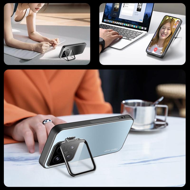 Pro Xiaomi 14 Pouzdro se stojánkem na objektiv Nárazuvzdorný kryt na telefon z PC+TPU