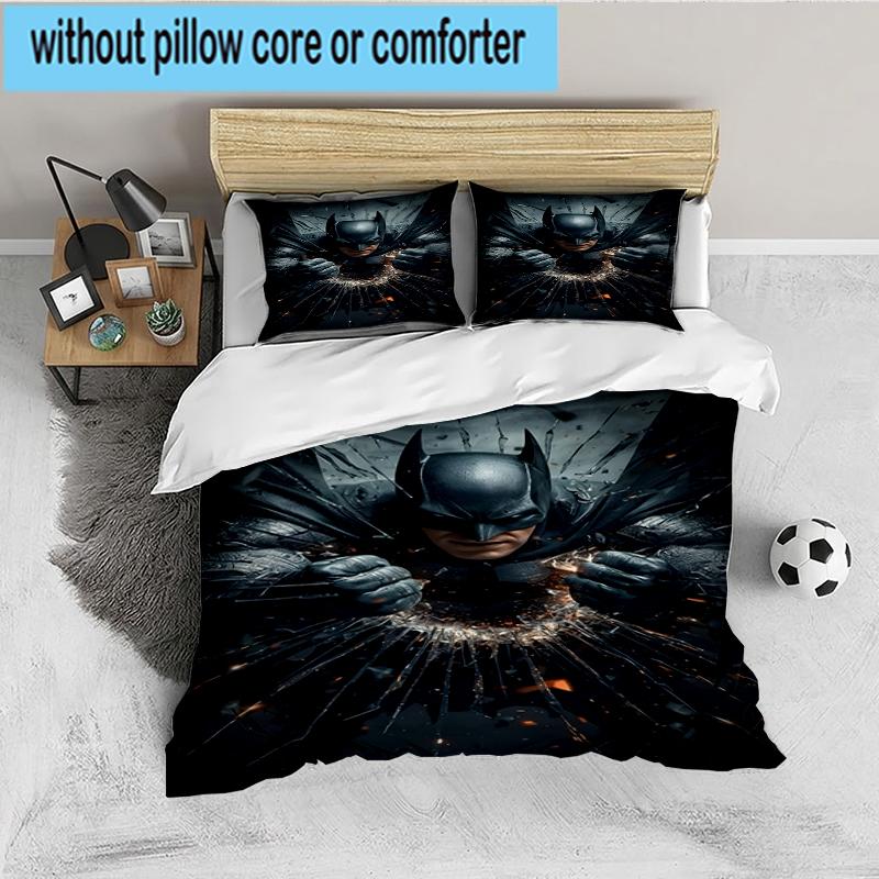 3PCS Breaks Through Bat Bedding set,Ideal For1pc Duvet Cover And 2pcs Pillowcases Perfect for Christmas gift,Ideal for Bedroom, Dormitory