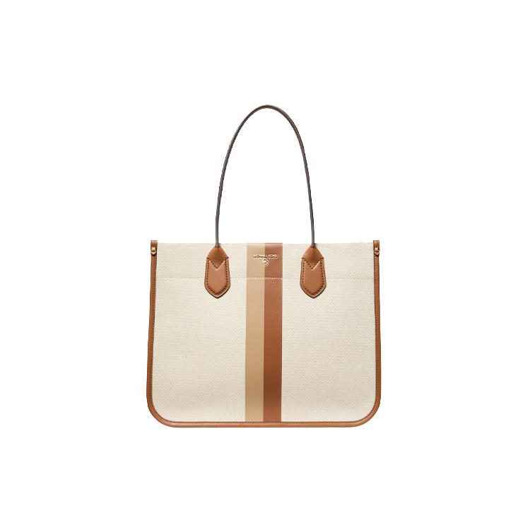 MICHAEL KORS Heidi Cotton Tote Bag, Shopping Bag, Handbag Large Women's Natural Leather Brown Multicolor 30S2GH6T3C-299