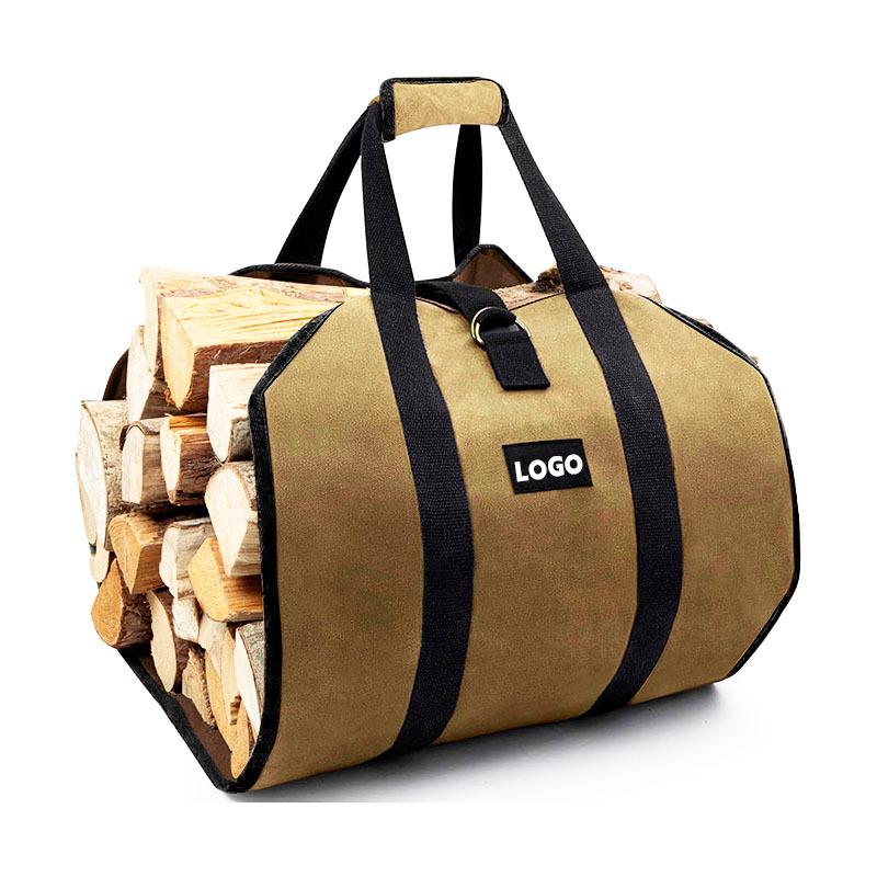 Large Multi-Functional Canvas Firewood Tote Bag
