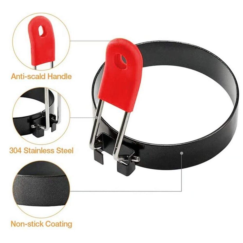 Morse Non-Stick Egg Rings With Folding Silicone Handles Egg Poachers Crumpet Mould Cooking Rings