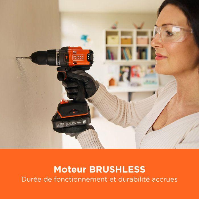 Perceuse Visseuse a Percussion - BLACK+DECKER - BLD683XN-XJ - 18V - Éco-Responsable - Sans Batterie