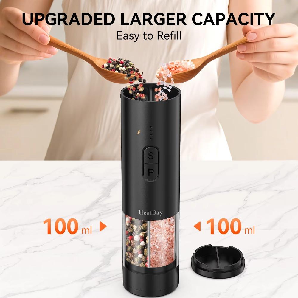 Adjustable Burr Electric Pepper Salt Grinder 2 In 1 Kitchen Spice Grinding Bottle Cooking
