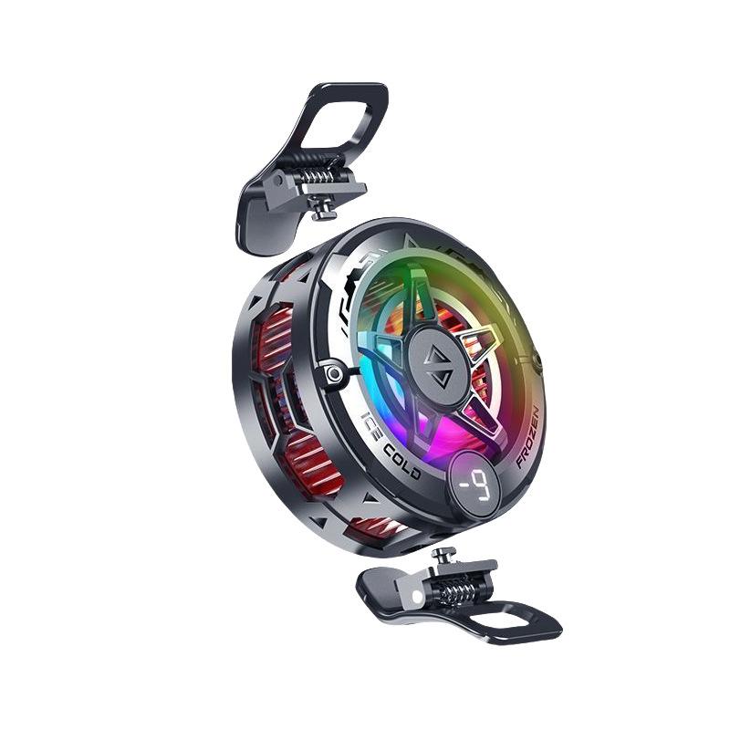 2In1 Universal Portable Magnetic Clip Semiconductor Phone Cooler Digital Display Rgb Light Cooling Fan For Phone