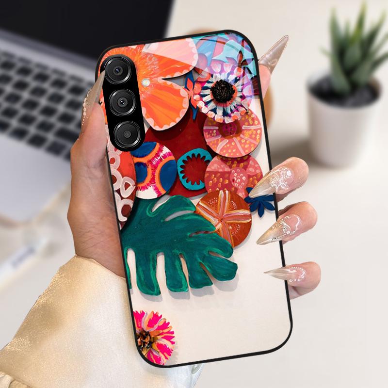Fashion Coque For Samsung A55 A56 Case A25 A26 Tempered Glass Phone Cover For Galaxy A15 A35 A36 Hard PC Glass Protective Fundas