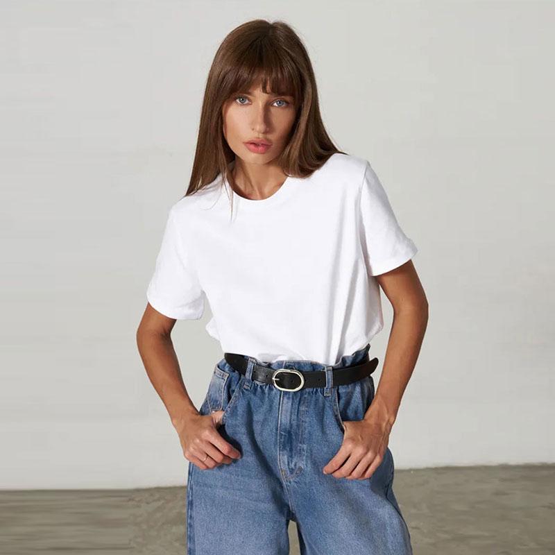 Basic Causal Solid Crew Neck Cotton T-shirt Women Loose Versatile Commuter Short Sleeve Tee Summer Simple Daily Lady Tops