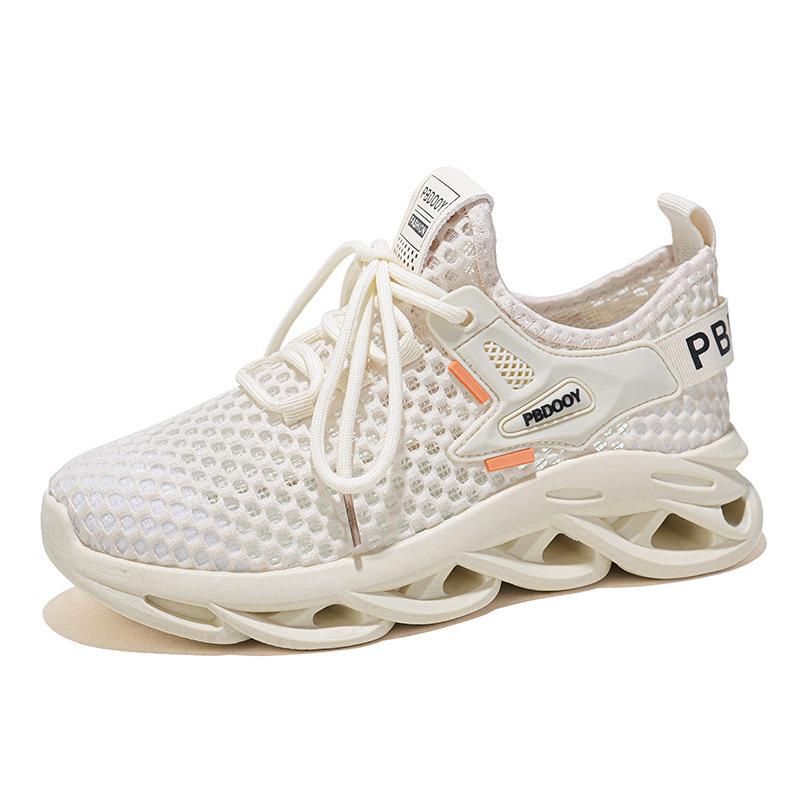

Summer women s shoes new breathable hollow fly-woven mesh shoes children s Korean version versatile platform sports shoes casual running shoes 35 бежевый