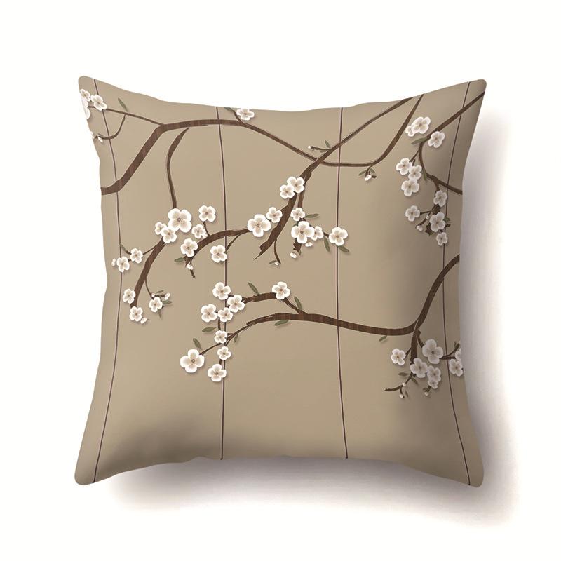 Leaves, Geometric Branches, Sofa Pillowcase, Single-sided Office Cushion Cover, Living Room Pillowcase, Biker Waist Pillowcase