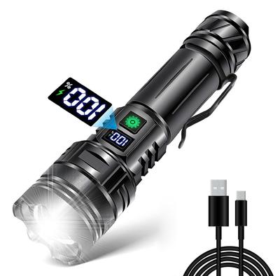 Super Leistungsstarke LED Militär Handheld LCD Ladezustand IP65 5 Dimmbare Einstellbare Ideal für Notstrom Nachtstrom und Mehr Taschenlampe, 30.000 Lumen,