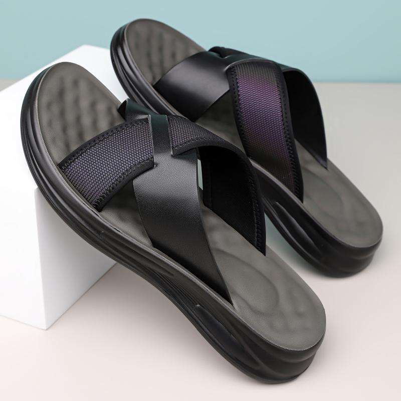 Fashion Street Style Ummer Men Slippers Simple Casual Slides Multi-Style Half Drag Non-Slip Flip Flops Quick Dry Casual Leather Sandals