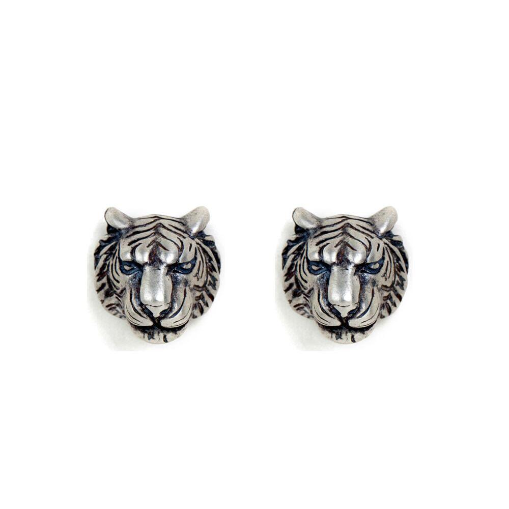 New Creative Punk Three-dimensional Tiger 925 Sterling Silver Jewelry Domineering King Of The Forest Animal Earrings TYB630