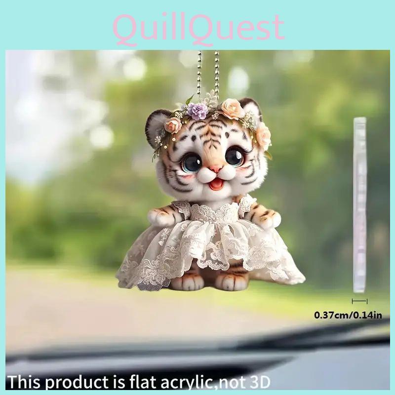 Adorable Cartoon Style Acrylic Tiger Pendant For Stylish Car Interior Decor