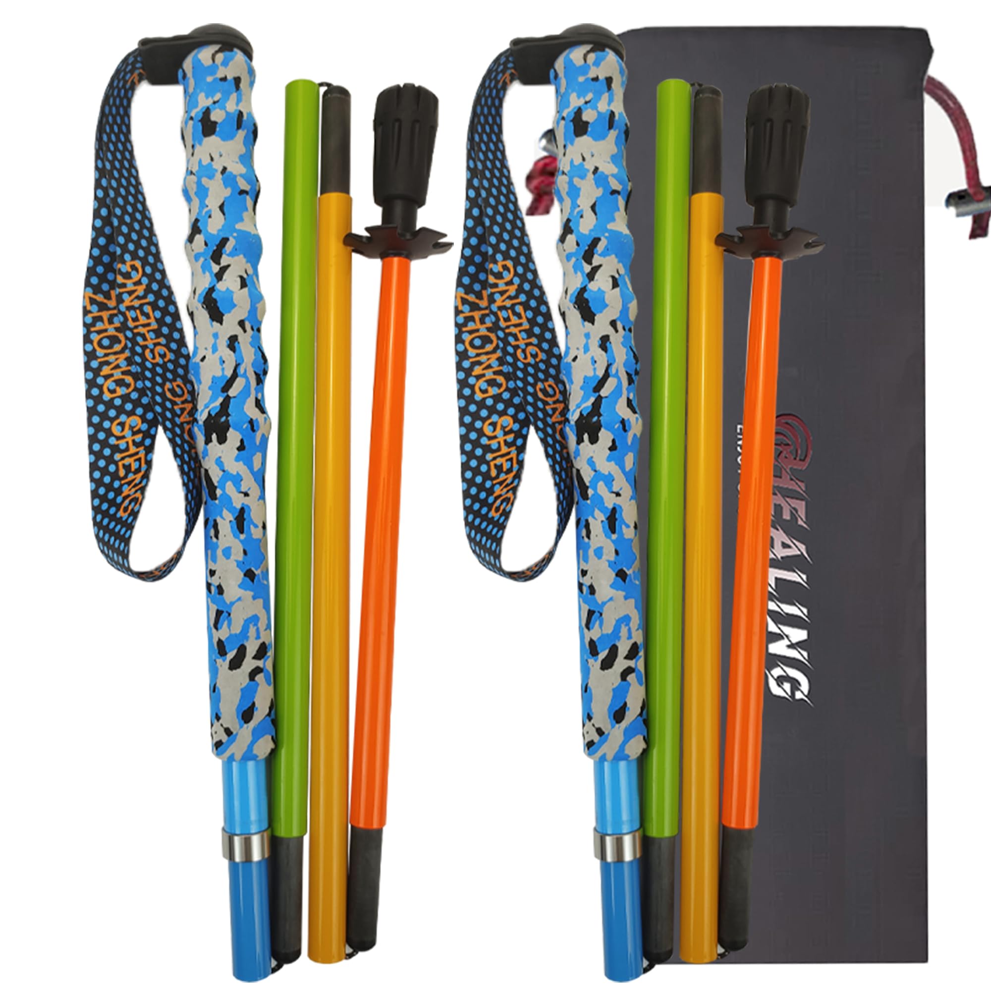 

KHEALING Trekking Pole Carbon Folding Released in 2024 Light Carbon Fiber Climbing Pole 5 Sections Set of 2 cm Hiking Pole Compact Excursion Climbing