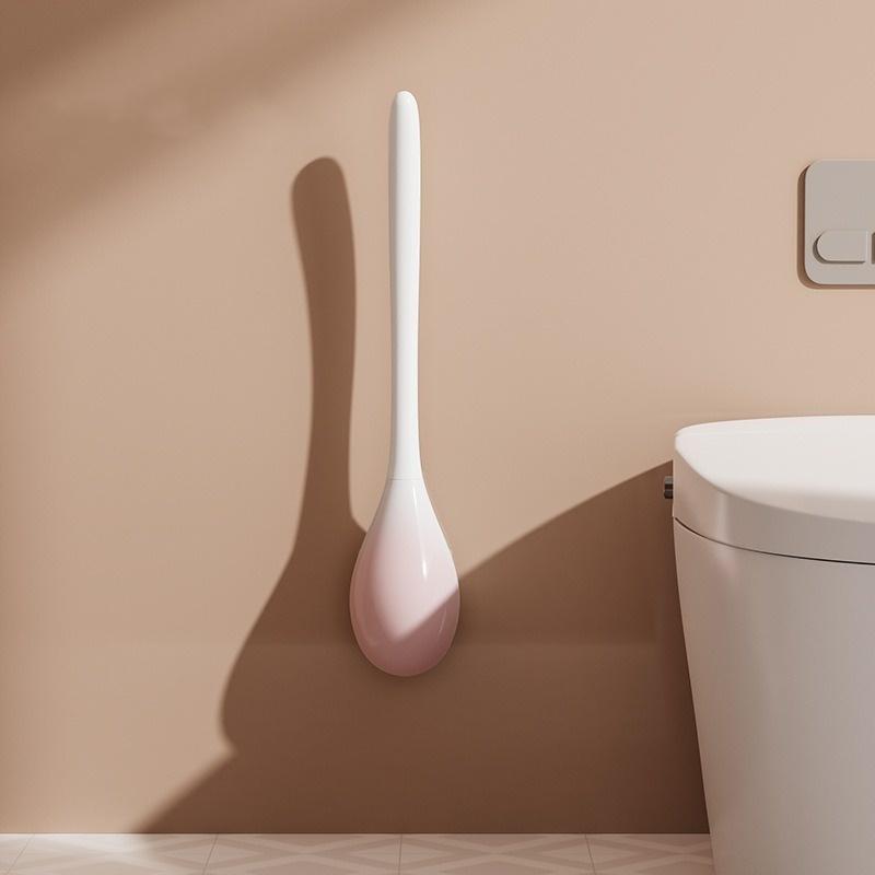 Plastic TPR Toilet Brush Toilet Bowl Brush with Holder Set Wall Hanging Toilet Brush Flexible Soft Cleaning Bristles for Floor