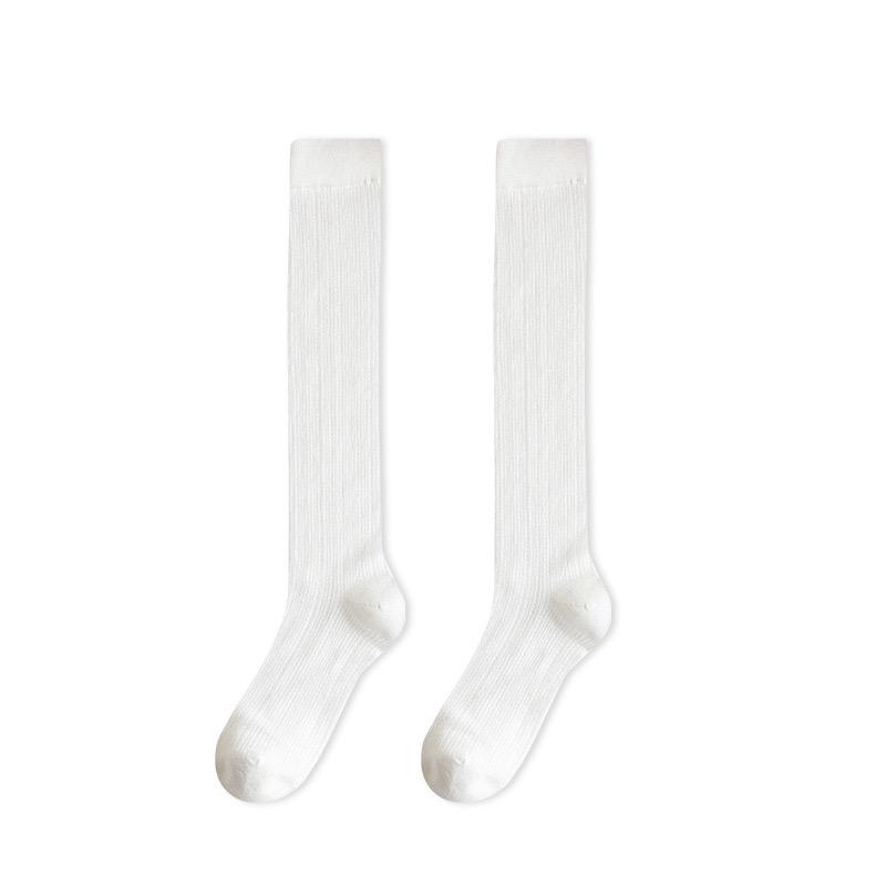 

Женские сетчатые длинные носки, чулки до колена для девочек, однотонные длинные носки-трубы белый