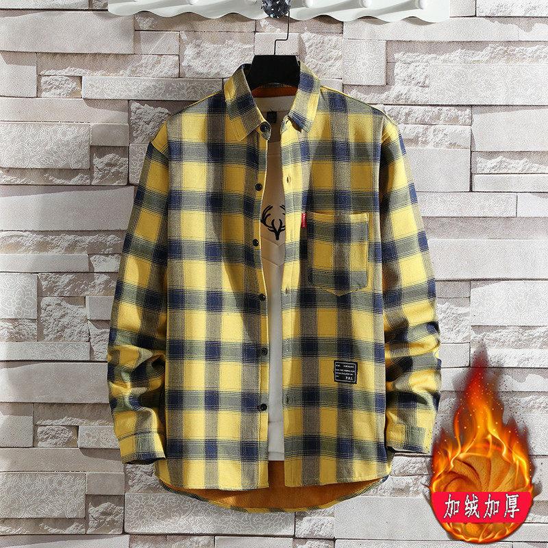 

Утолщенная теплая рубашка мужская повседневная рубашка в клетку XXXL