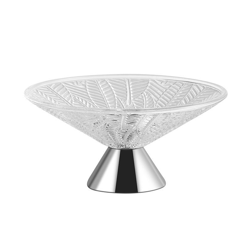 Light Luxury High Foot Glass Fruit Plate Wedding Party Snack Dessert Plate Desktop Storage Decoration Home Kitchen Tableware
