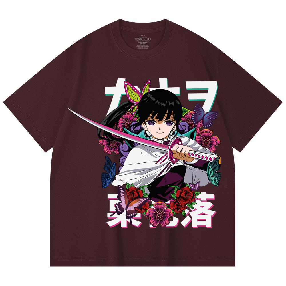 

230 Gsm 100% Cotton Demon Slayer V99 Kanao Print Unisex Heavy Cotton T Shirt 2XL