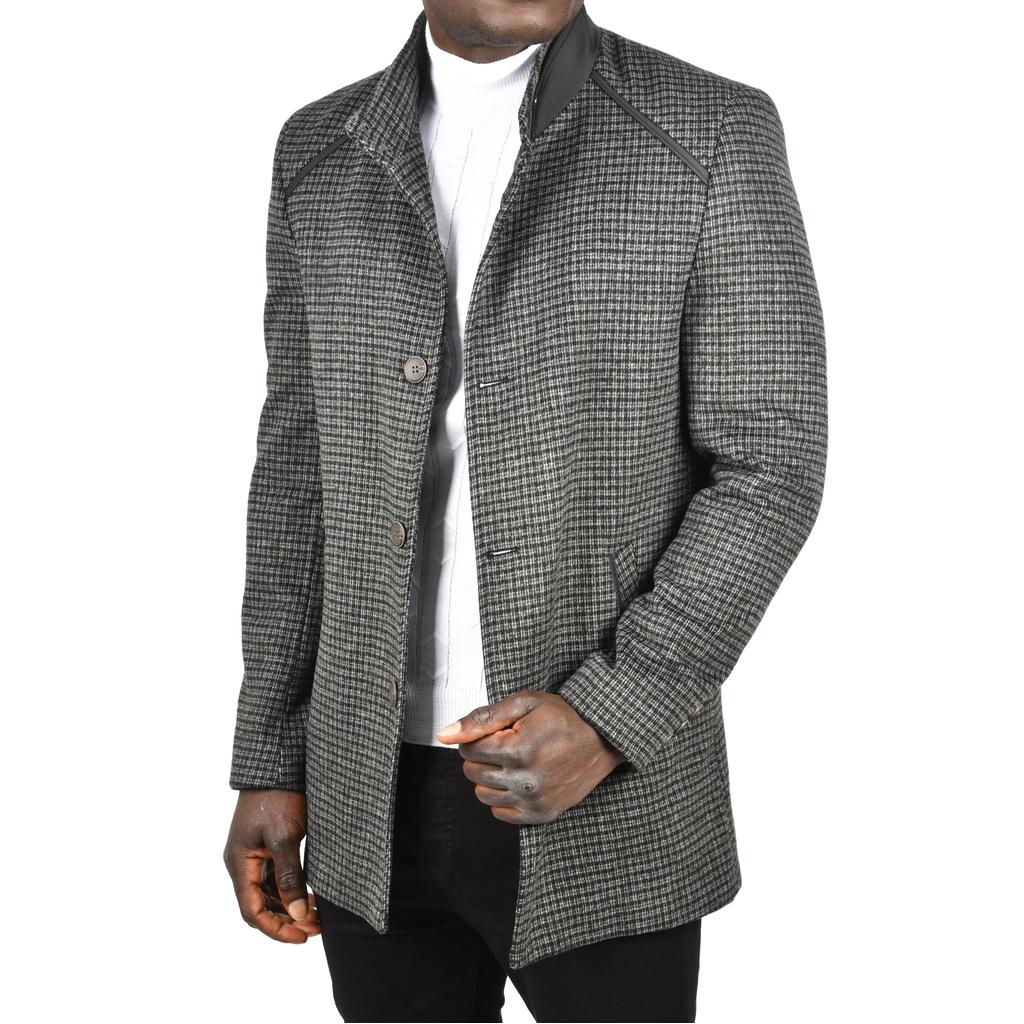 DeepSEA Pötikare Desenli Dik Yaka Dar Kesim Hakim Yaka Kaşe Kaban 2407003