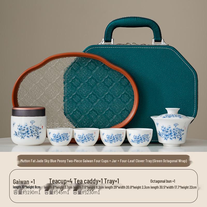 Elegant Mutton Fat Jade Teapot Gift Set - Dehua Ceramics Reception Souvenir