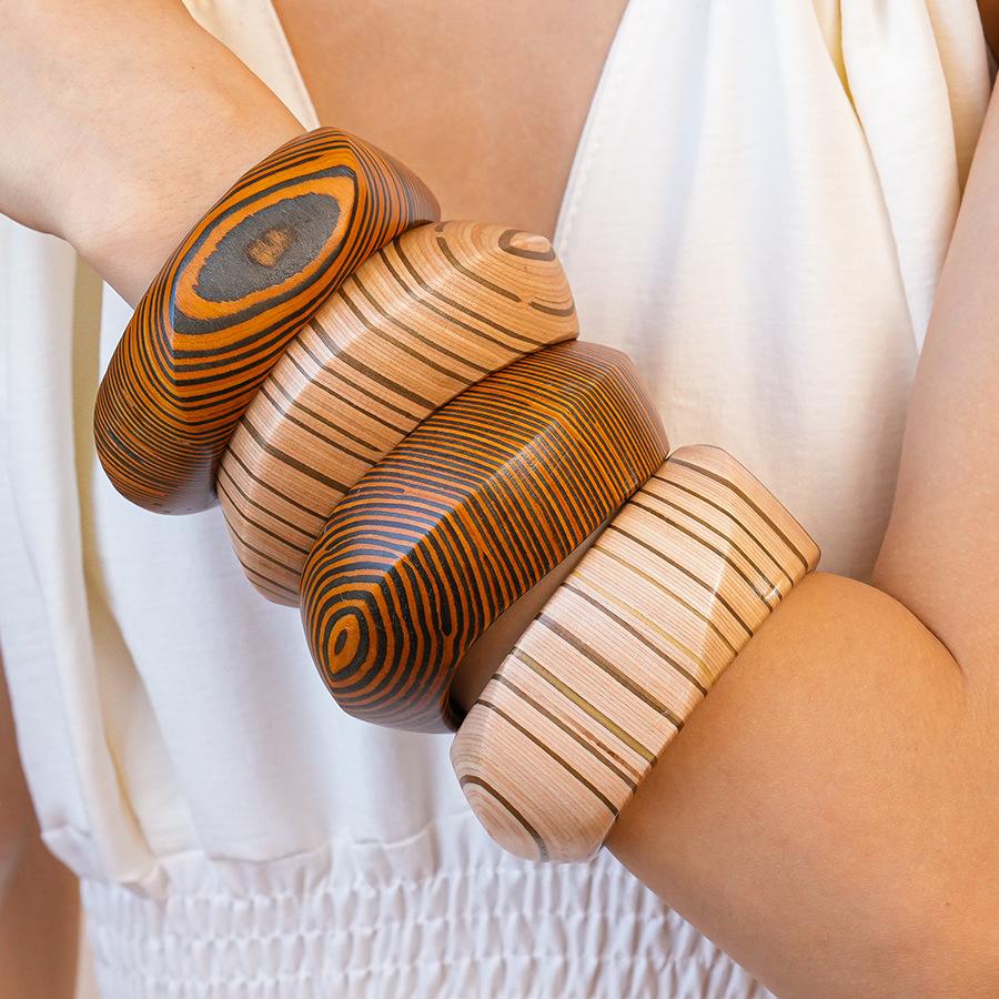 New Chinese wood rivet geometric texture bracelet simple niche personalized bracelet jewelry