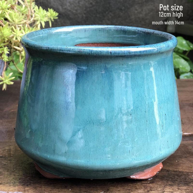 Handmade Medium-Sized Ceramic Pot with Feet – Succulent Planter in Breathable Colored Glaze Coarse Pottery.