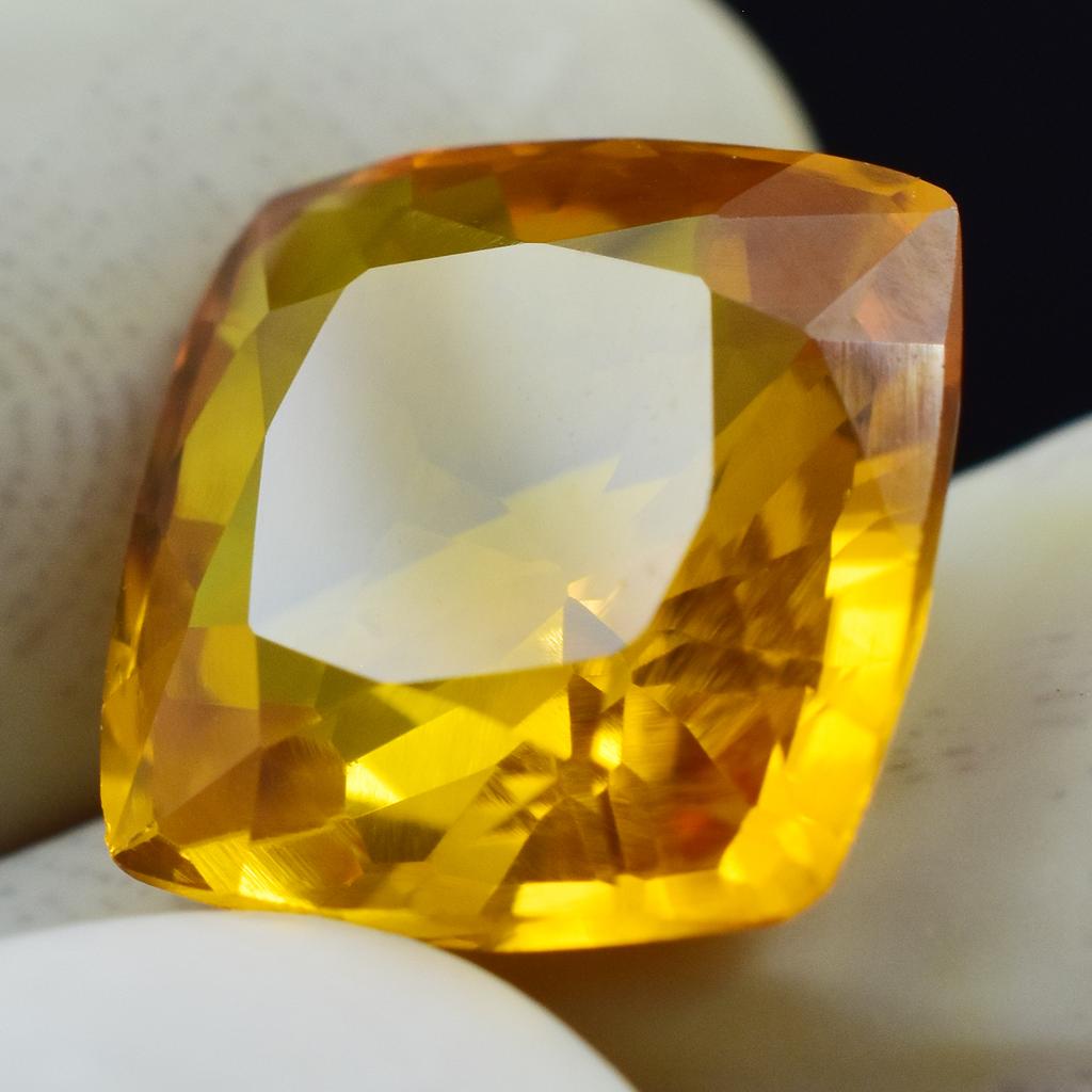 Natural 7.45 Carat Yellow Sapphire CERTIFIED Square Cushion Cut Loose Gemstone