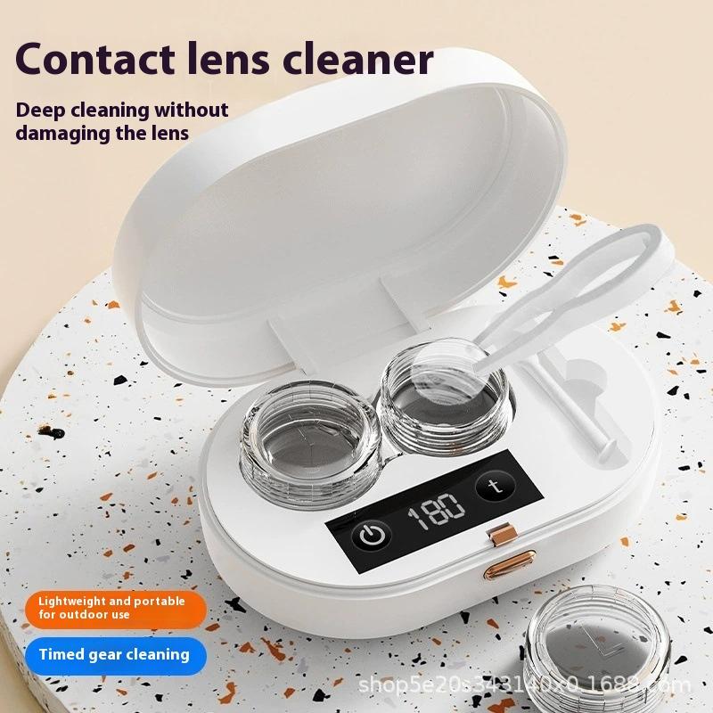 Electric With 3 Timing Modes Contact Lens Cleaner Ultrasonic Contact Lens Cleaner 360Degree High-Frequency Vibration For Home Travel