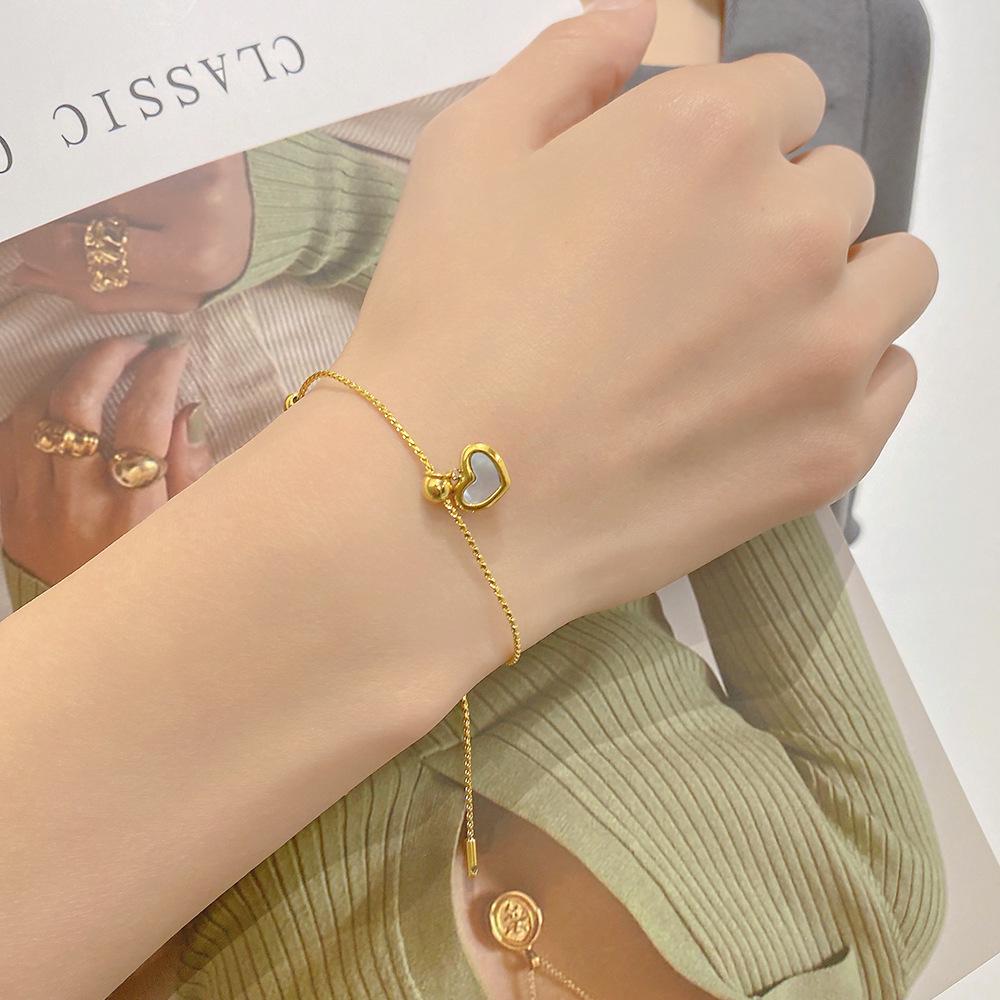 Lingyuan korejský náhrdelník z perleti – retro 18K titanový ocelový řetízek na klíční kost